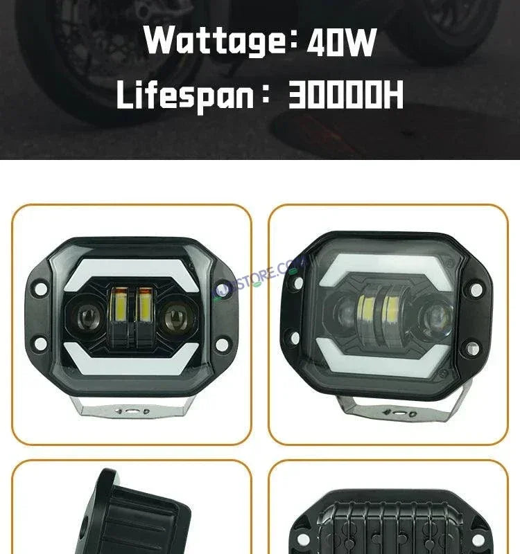 HJG New Model Lens 120W Foglight Foglamp HJG Car Accessories Led Headlights Mini Driving Lights Led Fog Lights For Motorcycle Lights, Set of 2 - Biker.Store - www.biker.store