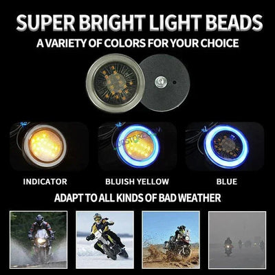 HJG Indicator Round Waterproof Flexible Blinker Bright LED Indicators Universal For All Bike Models Motorcycle Turn Signal Lights HJG Indicator with DRL 231118 - Biker.Store - www.biker.store