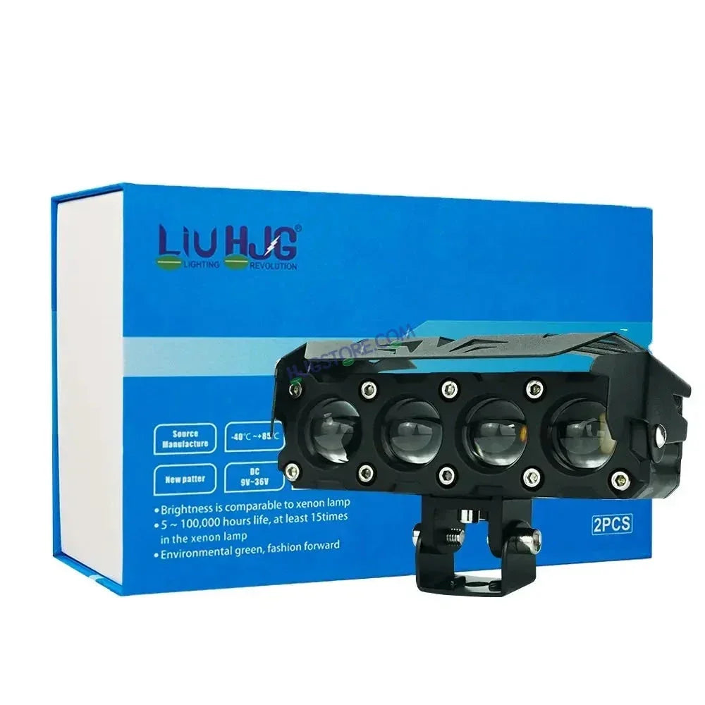HJG Future Eyes 4 Lens 120W 4 Lens MEGA DRIVE Fog Light For Bike/Car/Thar/Jeep ( Cool White, 60W each * 2 = 120W Total ) - Pack of 2 Future Eyes 4 Lens - Biker.Store - www.biker.store