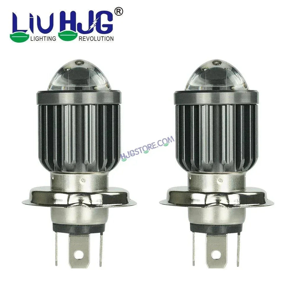 HJG H4 Lens White Yellow LED Headlight Bulb H4 For All Motorcycles (Low and High Beam Bulbs (White) White Yellow 40W Lens) - Type H4 - Biker.Store - www.biker.store