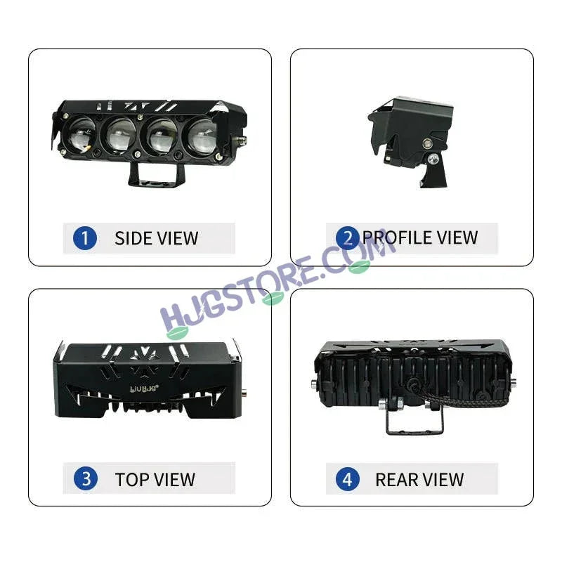 HJG 4 Lens Red Blue 50W Foglight with Red Blue Flash Mode 4 Lens Projector Foglight 50W Foglight Ultra Wide Dual Intensity LED Fog Lights White/Yellow/Warm White/Flash/Red Blue DRL Universal For All Cars & Bikes LIU HJG 4 Lens Red Blue 50W Foglight 1pc - Biker.Store - www.biker.store