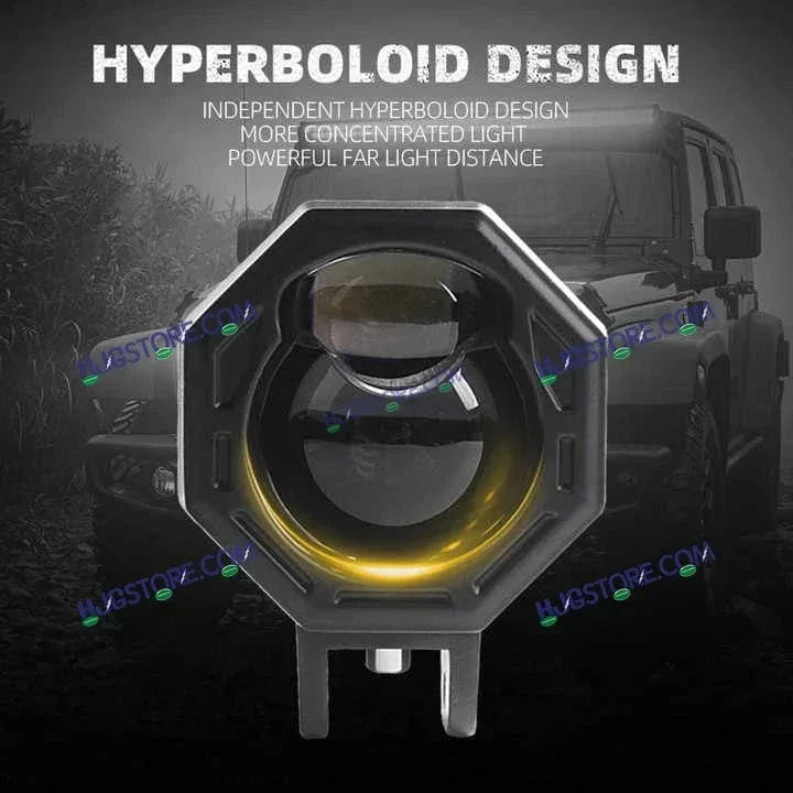 LIUHJG HJG HJG 125 Original Fog Light Hexagon HJG 125 Dual Lens 120W Foglight New Model with Power Adaptor Foglight Ultra Wide Dual Intensity LED Driving Fog Lights White/Yellow (2*60W = 120W Total) Universal For All Cars & Bikes - Biker.Store - www.biker.store