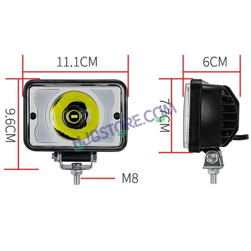 HJG W11 4x5" Classic Square Foglight Headlight 4x5 Inch Foglight White/Yellow DRL Dual LED Foglight Amber/White DRL White Light Foglight Ultra Wide Dual Intensity LED Driving Fog Lights Universal For All Cars & Bikes LIU HJG Classic W11 4x5 Inch Fog - Biker.Store - www.biker.store