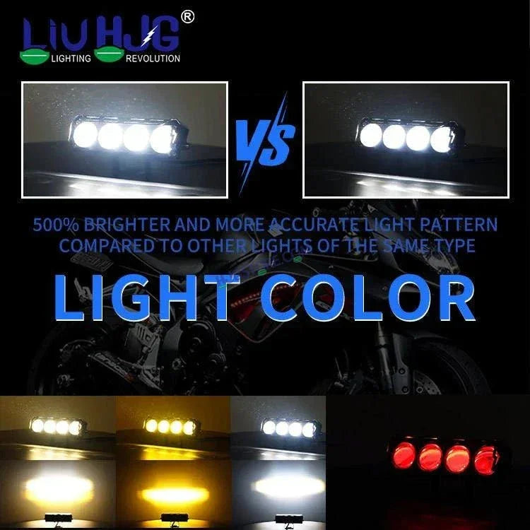 HJG Future Eyes 4 Lens 120W 4 Lens MEGA DRIVE Fog Light For Bike/Car/Thar/Jeep ( Cool White, 60W each * 2 = 120W Total ) - Pack of 2 Future Eyes 4 Lens - Biker.Store - www.biker.store