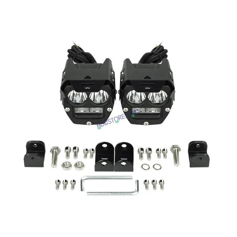 HJG 2 LED Robotic 140W Foglight with Spot and Wide Spread White/Yellow Light 140W Foglight Ultra Wide Dual Intensity LED Driving Fog Lights White/Yellow (2*70W = 140W Total) Universal For All Cars & Bikes LIU HJG Robotic 2 LED 140W Foglight White/Yellow - Biker.Store - www.biker.store