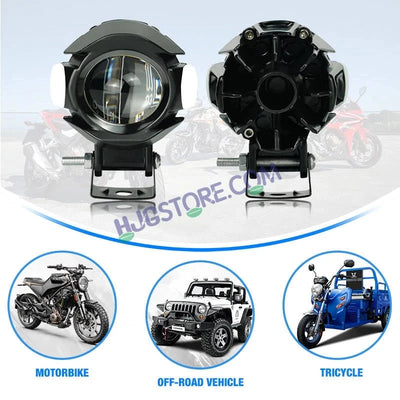HJG New Alien Projector with Red Devil & Side Blue DRL LED Fog Light Single Projector Shot Fog Light For Bike/Car/Thar/Jeep - Cool White/Yellow with Red DRL and side Blue DRL, Pack of 1 LIU HJG Alien Projector Fog Light for Bikes and Cars High Brightness - HJGstore.com