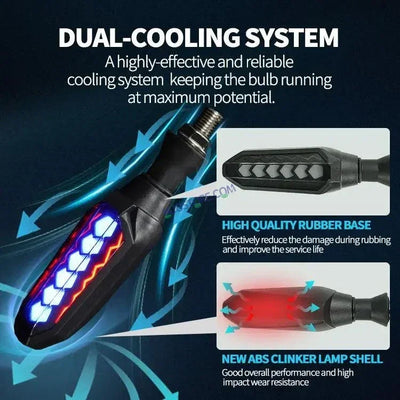 HJG Indicator Round Waterproof Flexible Blinker Bright LED Indicators Universal For All Bike Models Motorcycle Turn Signal Lights HJG Indicator with DRL 231114 - Biker.Store - www.biker.store