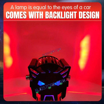 HJG Devil Transformer DRL Foglight DRL Laser Lens Drive Devil with Red DRL Backlight DRL Mini Drive Light Red Devil Eye Light Multiple Connecting Red Yellow White Color HJG Backlight Devil, Red DRL, White, Yellow, Backlight DRL, Pack of 2 - Biker.Store - www.biker.store