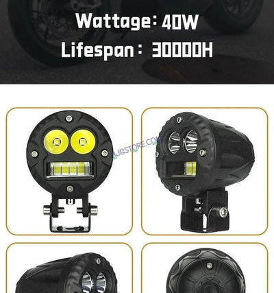 HJG LED Foglight Alien Motorcycle Light 40w Auxiliary Led Spotlights Mini Fog/driving Lights For Motorcycle White/yellow Motorbike Led Lights, Set of 2 - Biker.Store - www.biker.store