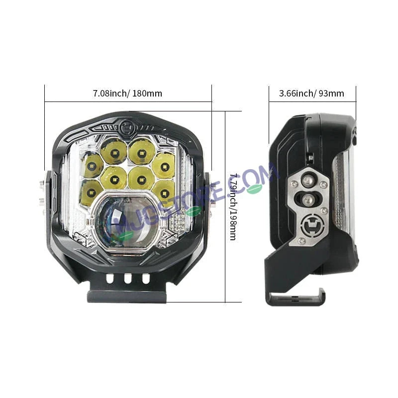 HJG GodsEye Side Shooter 1 LED with 8 CREE LED White/Red Off Road 7 inch 95W LED Headlight Spot Light Fog Light Universal For Bike, Truck, Jeep, Car Bike Led Headlights LED Fog Lights For Motorcycle Car SUV Lights, Pack of 1 LIU HJG GodsEye Side Shooter - Biker.Store - www.biker.store