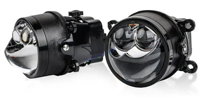 HJG 3 Inch Bi LED Car Projector 140W H8/H9/H11/H16 Foglight with Laser Spot and Wide Spread Red DRL/White/Yellow/Warm White Light 140W Foglight Ultra Wide Dual Intensity LED Driving Fog Lights 3000K/4300K/6500K Universal For All Cars & Bikes H8/H9/H11/H16 - Biker.Store - www.biker.store