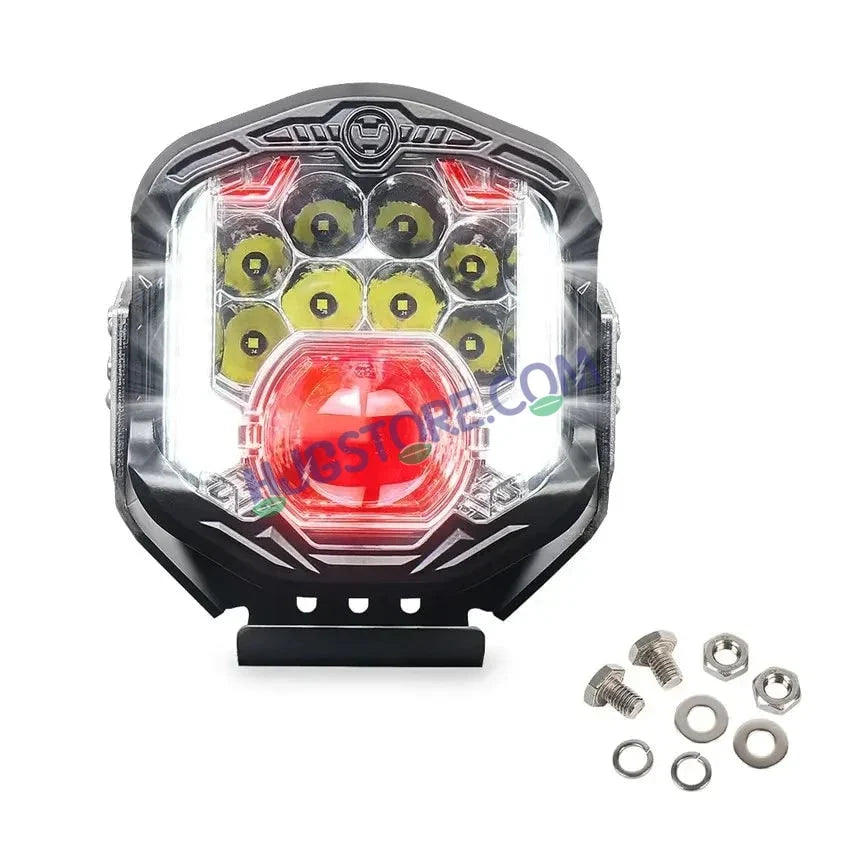 HJG GodsEye Side Shooter 1 LED with 8 CREE LED White/Red Off Road 7 inch 95W LED Headlight Spot Light Fog Light Universal For Bike, Truck, Jeep, Car Bike Led Headlights LED Fog Lights For Motorcycle Car SUV Lights, Pack of 1 LIU HJG GodsEye Side Shooter - Biker.Store - www.biker.store