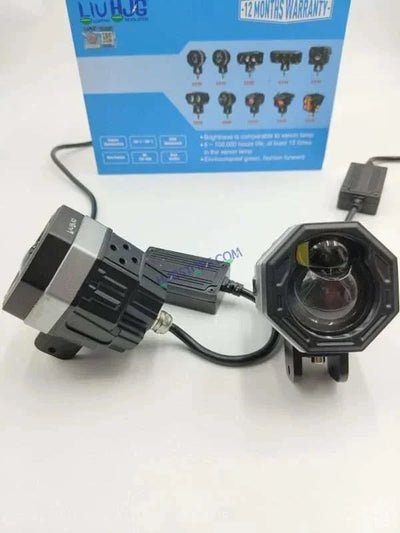 HJG 125 P49 Original Fog Light Hexagon Dual Lens 120W Foglight New Model with Power Adaptor Foglight Ultra Wide Dual Intensity LED Driving Fog Lights White/Yellow (2*60W = 120W Total) Universal For All Cars & Bikes - Biker.Store - www.biker.store