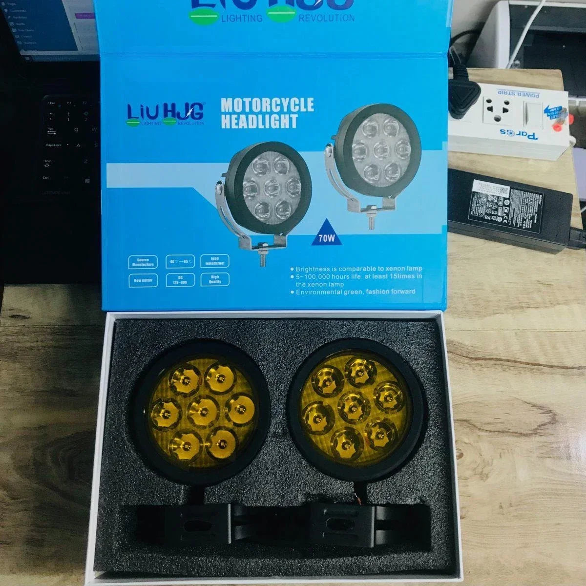 HJG Original 140W Dual Color Yellow/White LED Fog Lights with Yellow Filter Cap Waterproof Light for Bikes, Cars, Jeeps Yellow Filter Cap - Biker.Store - www.biker.store