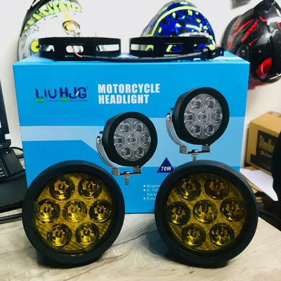HJG Original 70W CREE 140W Dual Color Yellow/White LED Fog Lights with Wiring Harness Kit light brightness output controller switch Yellow Filter Cap Waterproof Light for Bikes, Cars, Jeeps Yellow Filter Cap - Biker.Store - www.biker.store