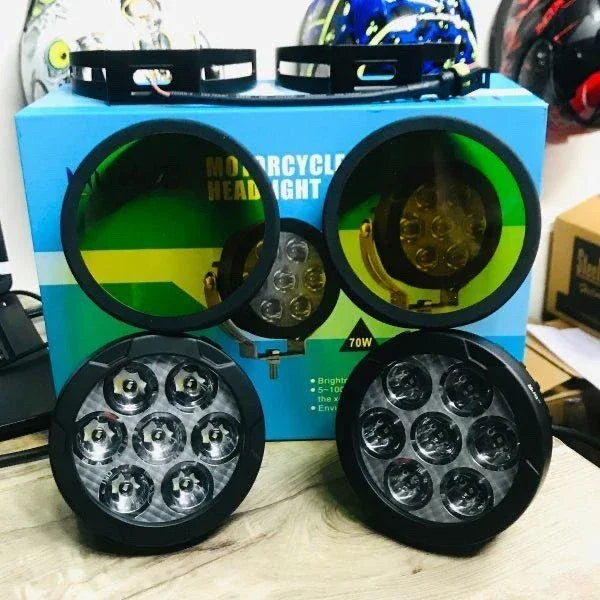 HJG Original 140W Dual Color Yellow/White LED Fog Lights with Yellow Filter Cap Waterproof Light for Bikes, Cars, Jeeps Yellow Filter Cap - Biker.Store - www.biker.store
