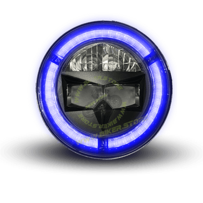 Genome 150W 7 Inch Headlight Assembly Performance Edition (With Blue Welcome Light). Pack of 2 - Biker.Store - www.biker.store