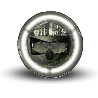 Genome 150W 7 Inch Headlight Assembly Performance Edition (With Blue Welcome Light). Pack of 2 - Biker.Store - www.biker.store