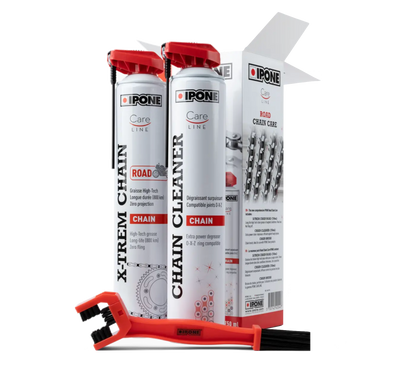 IPONE Road Chain Care Kit (1 Road Chain Grease 750ml + 1 Chain Cleaner 750ml + 1 Chain Brush)