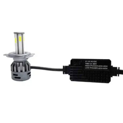 HJG M6 Mini ORIGINAL LED Headlight Bulb H4 80W For All Motorcycles (Low and High Beam Bulbs (White) AC/DC 80Watt 6 Side Chip) - Type H4 - Biker.Store - www.biker.store