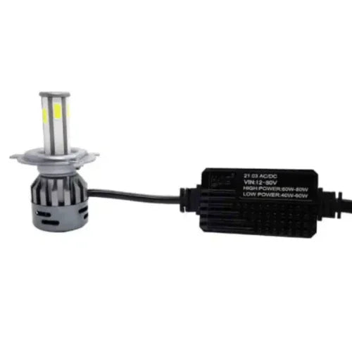 HJG M6 Mini ORIGINAL LED Headlight Bulb H4 80W For All Motorcycles (Low and High Beam Bulbs (White) AC/DC 80Watt 6 Side Chip) - Type H4 - Biker.Store - www.biker.store
