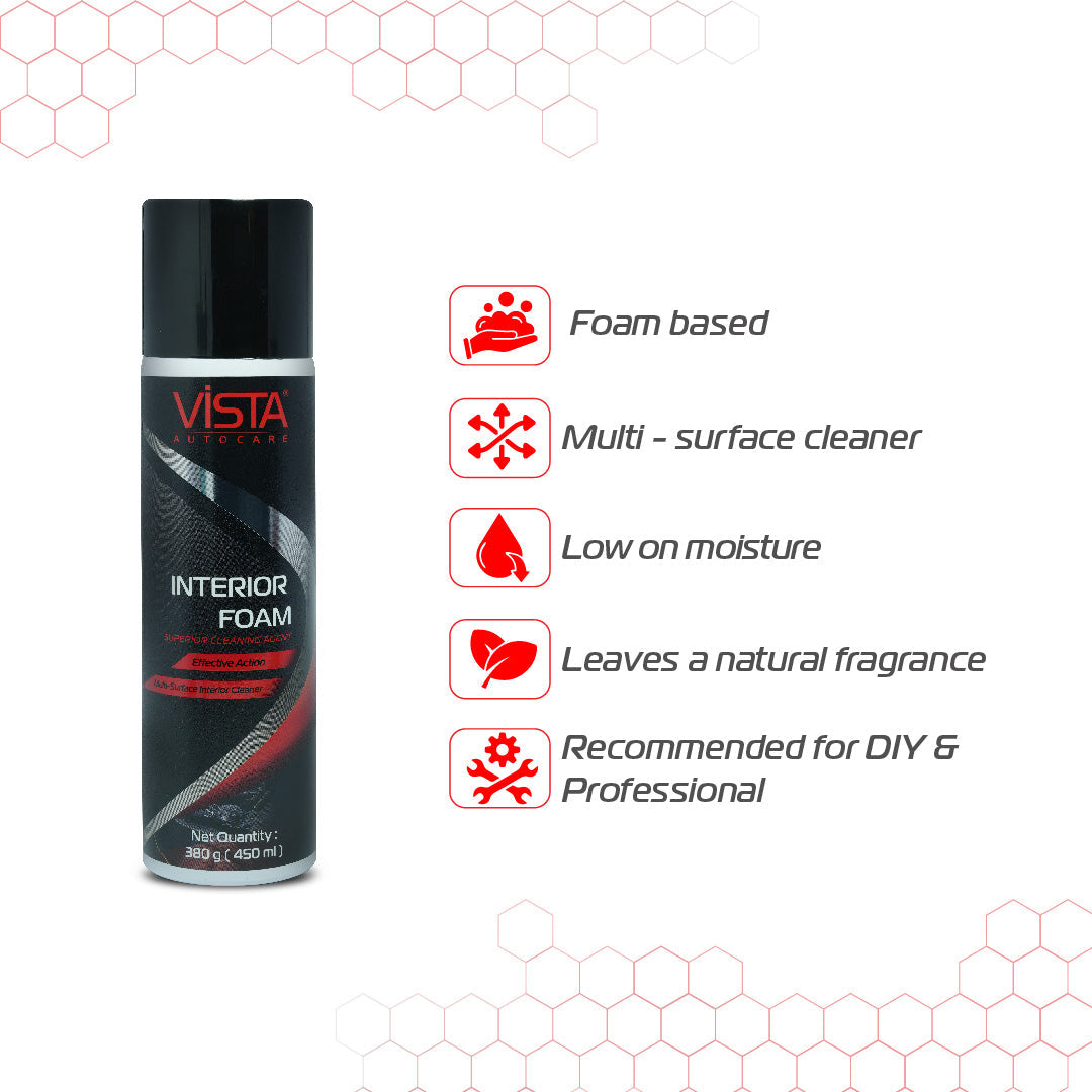 Vista Interior Foam 450 ml | Car Interior Cleaner - Biker.Store - www.biker.store