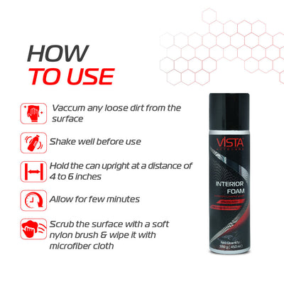 Vista Interior Foam 450 ml | Car Interior Cleaner - Biker.Store - www.biker.store