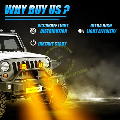 Moto Genius JX30 WITHOUT HARNESS 60W piece 4-Lens LED Auxiliary Fog Light for Motorcycles & Cars | Universal Fit | High Brightness | Waterproof | Night & Fog Riding - Biker.Store - www.biker.store