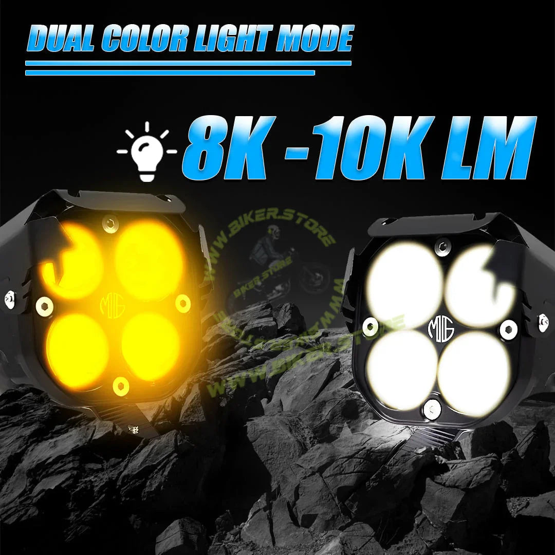 Moto Genius JX30 WITHOUT HARNESS 60W piece 4-Lens LED Auxiliary Fog Light for Motorcycles & Cars | Universal Fit | High Brightness | Waterproof | Night & Fog Riding - Biker.Store - www.biker.store