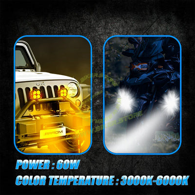 Moto Genius JX30 WITHOUT HARNESS 60W piece 4-Lens LED Auxiliary Fog Light for Motorcycles & Cars | Universal Fit | High Brightness | Waterproof | Night & Fog Riding - Biker.Store - www.biker.store
