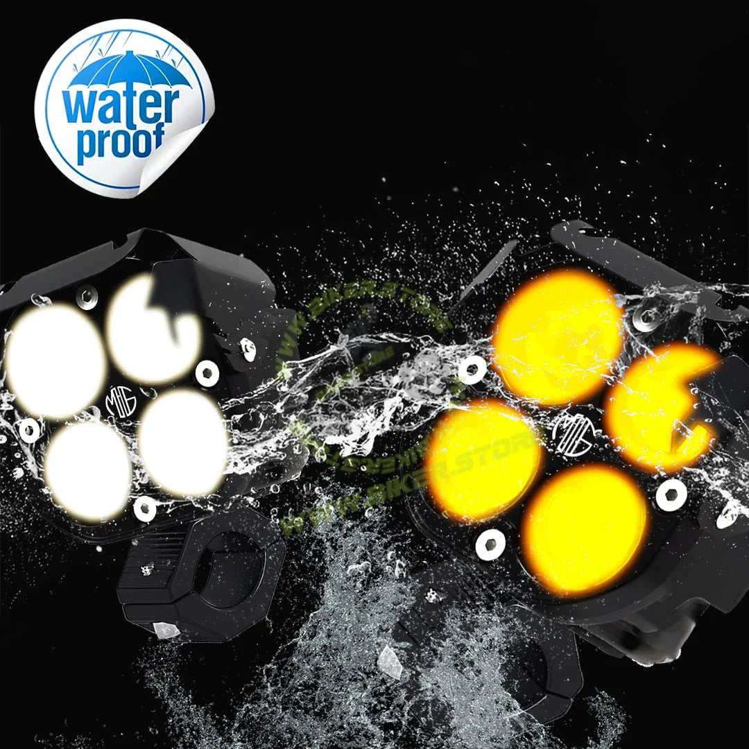 Moto Genius JX30 WITHOUT HARNESS 60W piece 4-Lens LED Auxiliary Fog Light for Motorcycles & Cars | Universal Fit | High Brightness | Waterproof | Night & Fog Riding - Biker.Store - www.biker.store