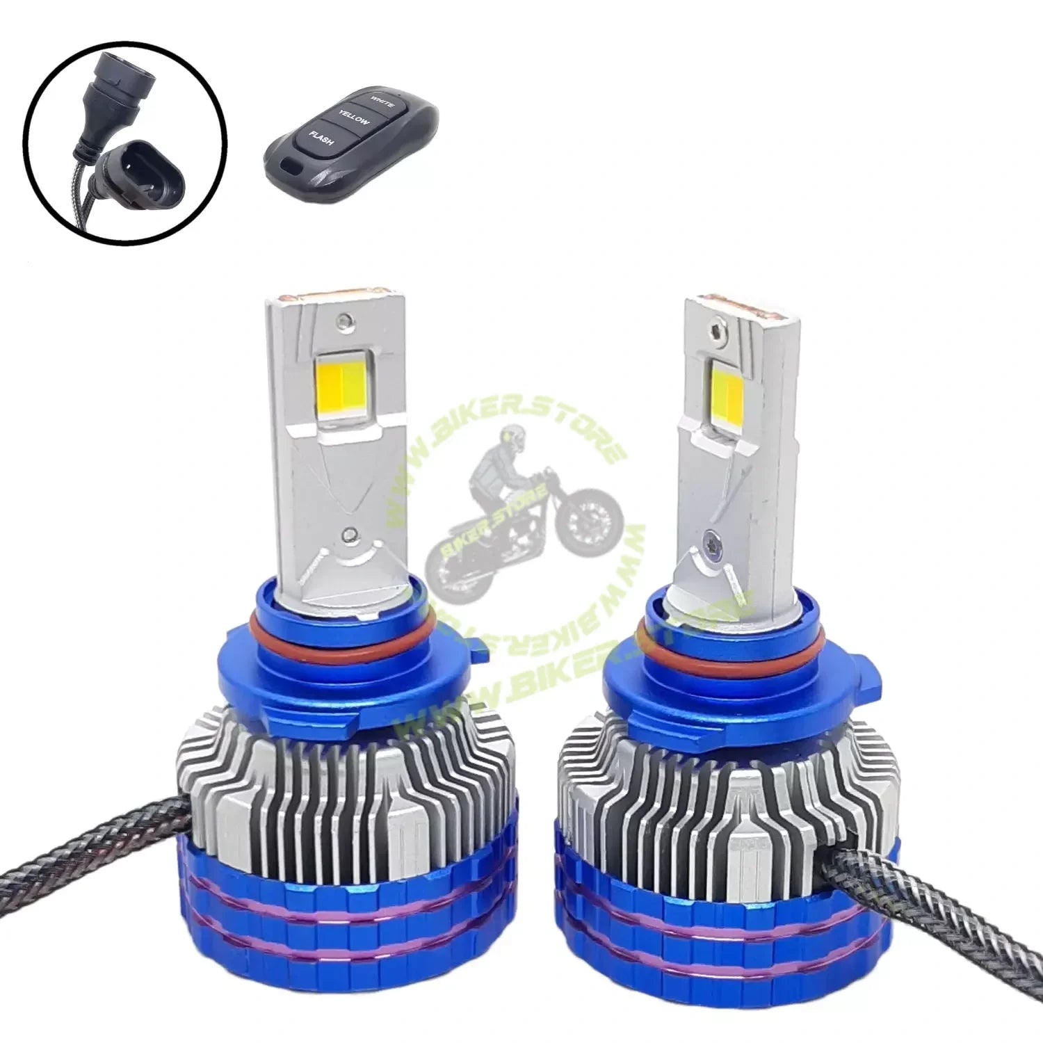Ki Karry 300W YELLOW/WHITE CAR LED HEADLIGHT BULB WITH REMOTE CONTROL - Biker.Store - www.biker.store
