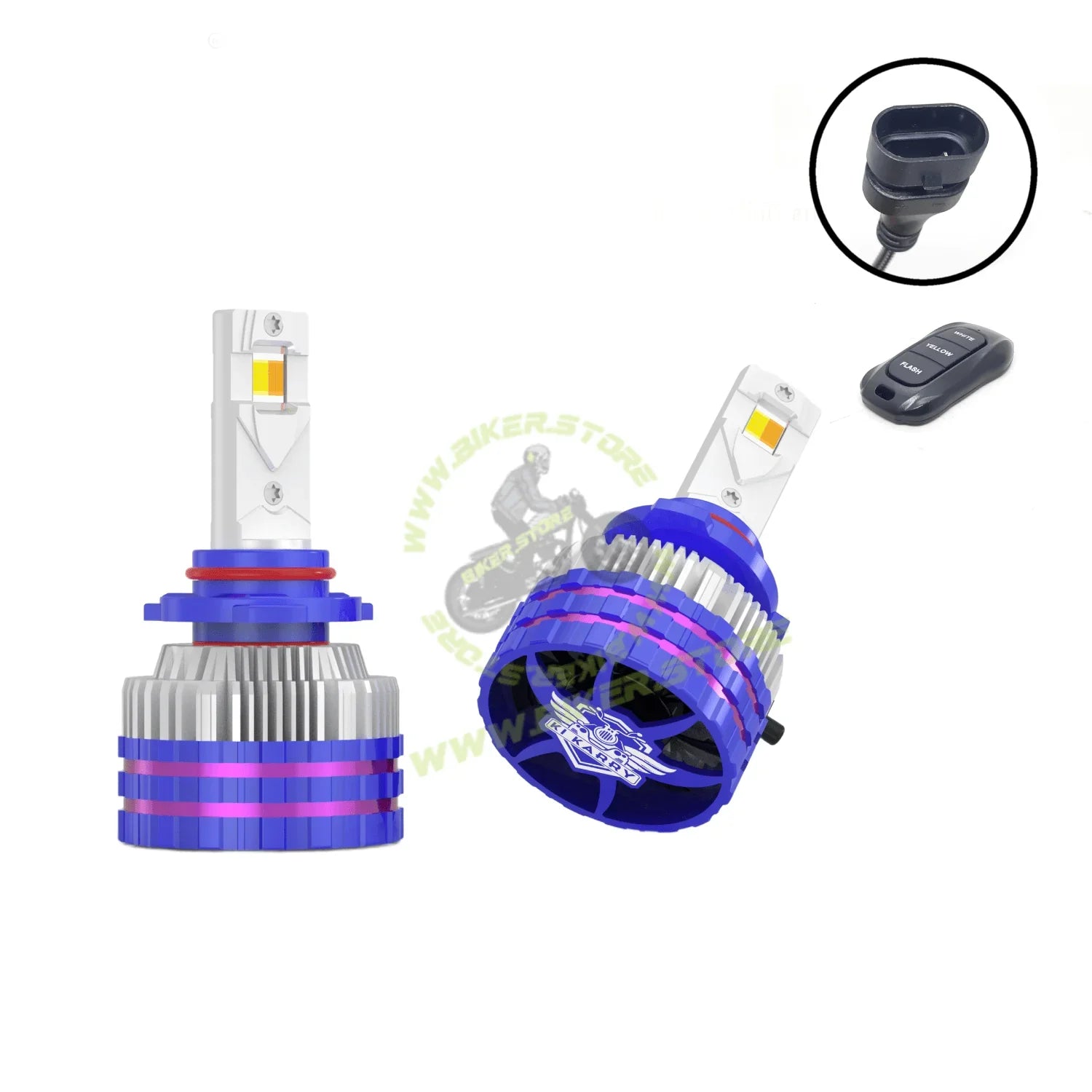 Ki Karry 300W YELLOW/WHITE CAR LED HEADLIGHT BULB WITH REMOTE CONTROL - Biker.Store - www.biker.store