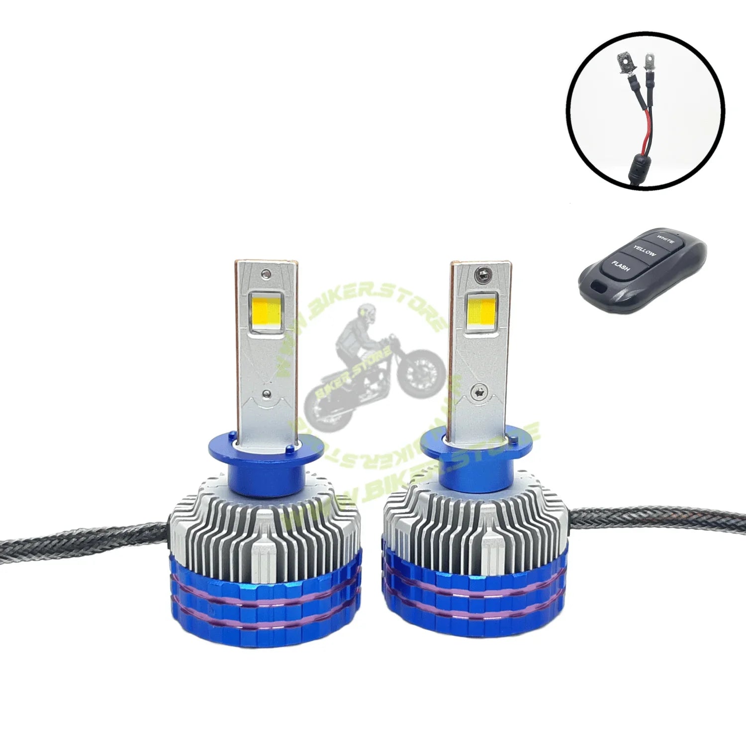 Ki Karry 300W YELLOW/WHITE CAR LED HEADLIGHT BULB WITH REMOTE CONTROL - Biker.Store - www.biker.store