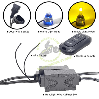 Ki Karry 300W YELLOW/WHITE CAR LED HEADLIGHT BULB WITH REMOTE CONTROL - Biker.Store - www.biker.store