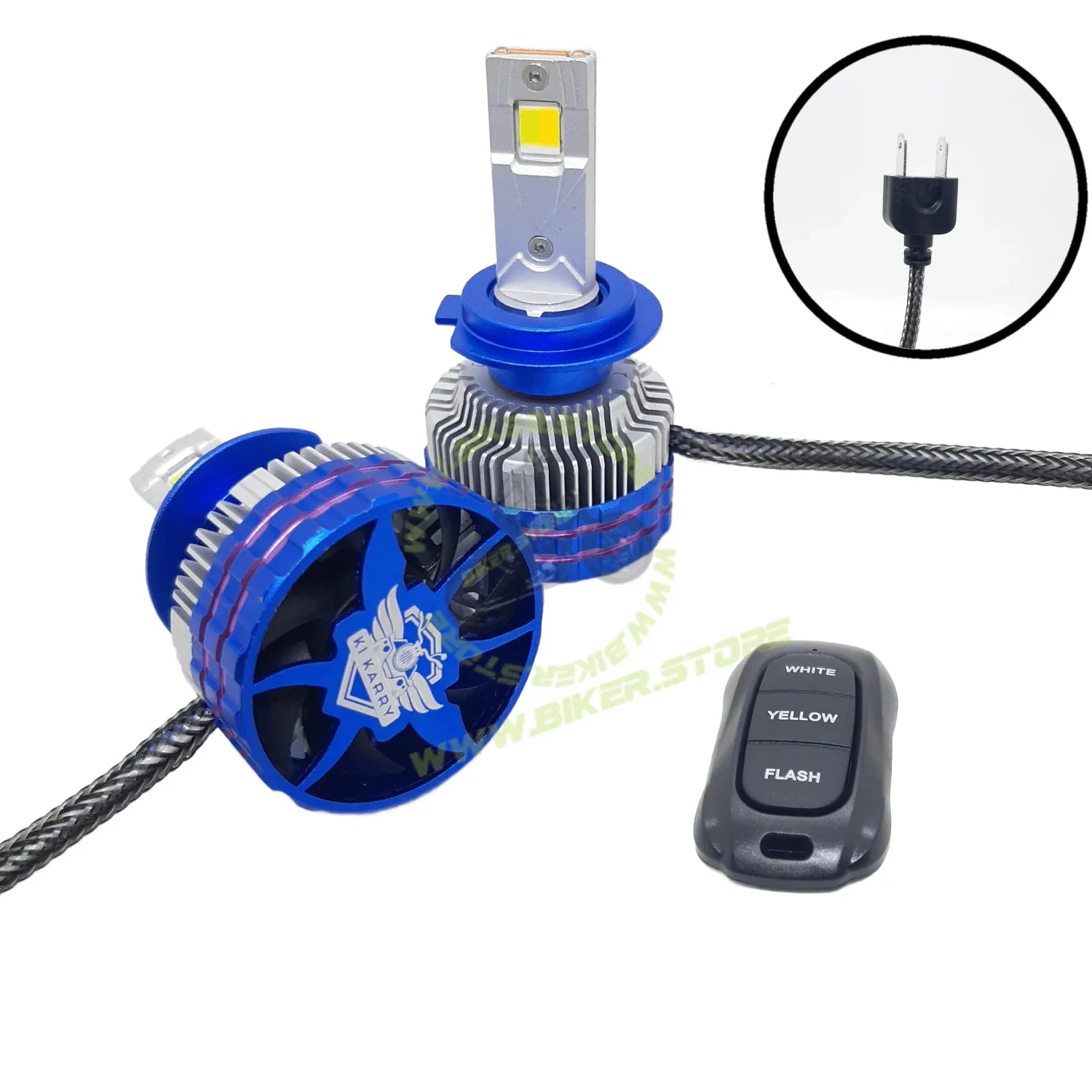 Ki Karry 300W YELLOW/WHITE CAR LED HEADLIGHT BULB WITH REMOTE CONTROL - Biker.Store - www.biker.store