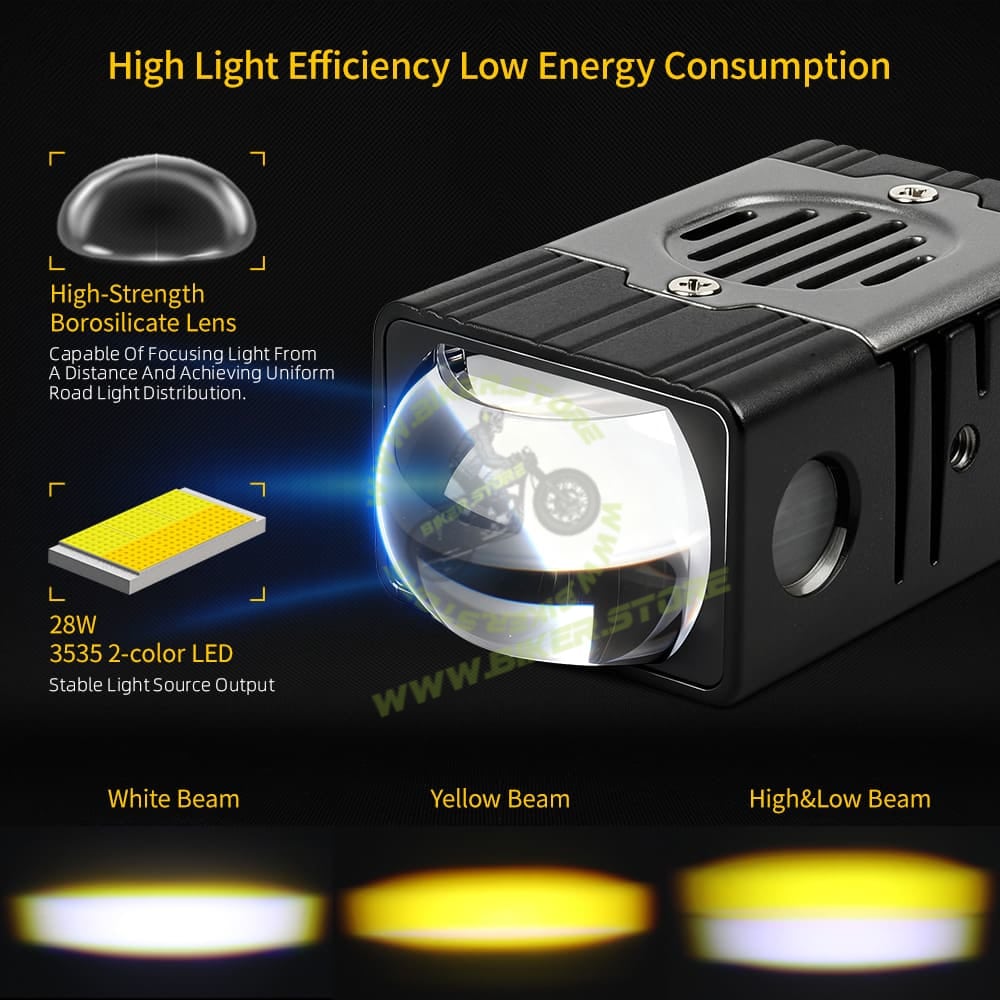 Genome Flash Pro Combo 200W 8-Piece LED Car Grille Lights Kit | 1-Inch Stealth Pods | Dual Color 3000K Yellow Low & 6000K White High Beam | Includes Wireless Remote & Wiring Harness - Biker.Store - www.biker.store