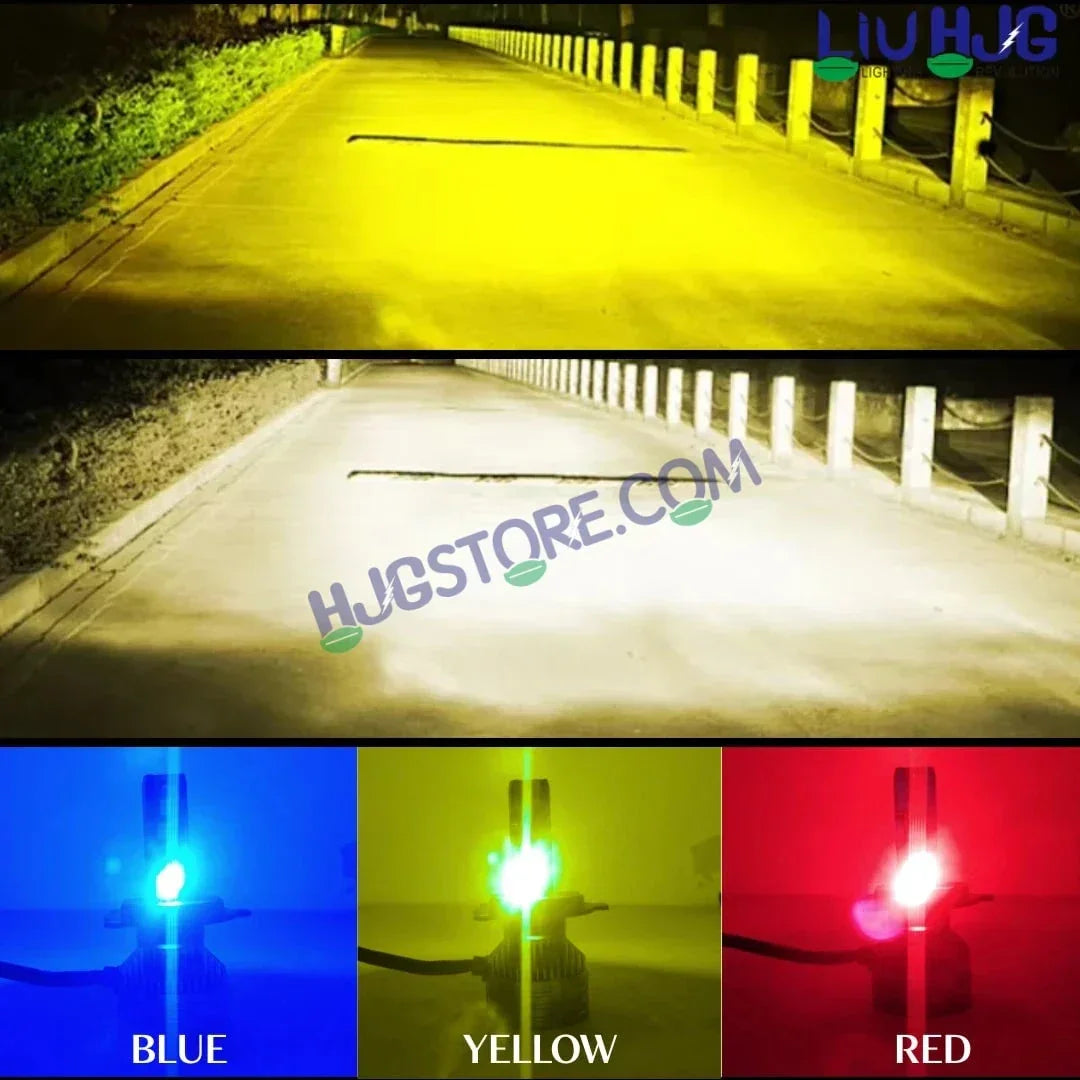 HJG M2 Mini Remote Control RGB 80W White/Yellow/Red/Blue/Flash H4 Dual Beam LED Bulb AC/DC Headlight LED Bulb Remote Control Hi/Lo 80W H4 LED for Bike Car Light H4 LED with Fan 12V/24V for Bike/Car, Set of 1, 8000 LM 80W, White/Yellow Hi/Lo RGB Remote - Biker.Store - www.biker.store