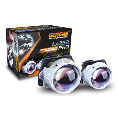 Genome 3.0″ Lazer Pro Bi-LED Car Foglamp Projector (With Silver Bezels, White Halos) 3 Inch Car Foglamp - Biker.Store - www.biker.store