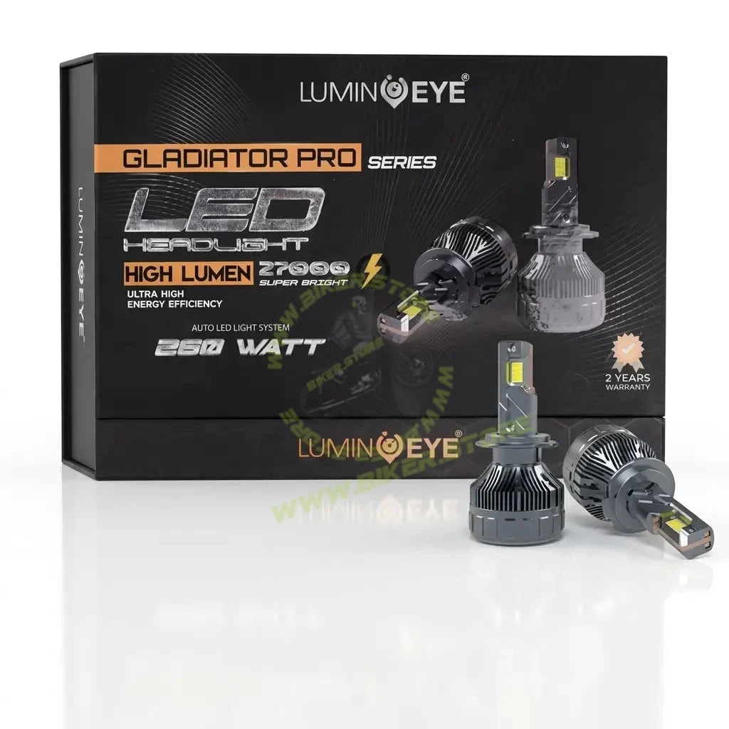 LuminEye Gladiator Series 260 Watt LED Bulbs White Color 6000K LED Bulbs H1, H3, H4/H19, H7/H18, H8/H9/H11/H16, 9005, 9006, 9012, H27/880 - Biker.Store - www.biker.store