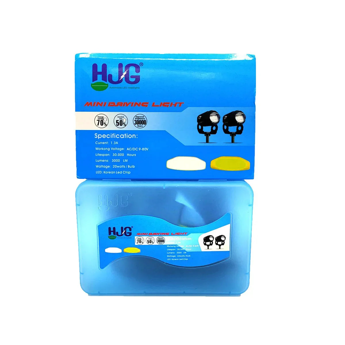 Original HJG Mini Drive LED Fog Light Bulb Lamp For Cars and Motorcycles Dual Color (White & Yellow) With Cooling Fan 2Pcs - Biker.Store - www.biker.store