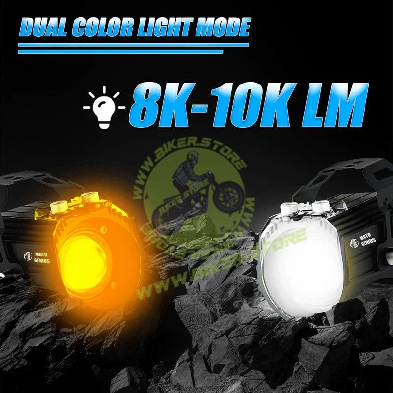 MOTO GENIUS MK02 Spotlight IP67 Waterproof Auxiliary Lights with Wiring Harness | Premium Build | Compatible with Motorcycles, Cars & Electric Vehicles(Pack of 2) - Biker.Store - www.biker.store