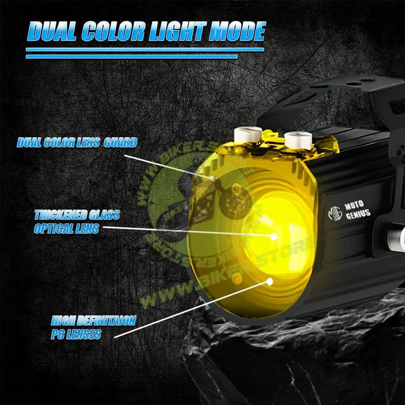 MOTO GENIUS MK02 Spotlight IP67 Waterproof Auxiliary Lights with Wiring Harness | Premium Build | Compatible with Motorcycles, Cars & Electric Vehicles(Pack of 2) - Biker.Store - www.biker.store