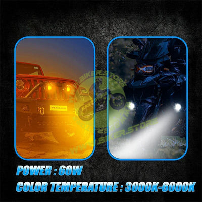 MOTO GENIUS MK02 Spotlight IP67 Waterproof Auxiliary Lights with Wiring Harness | Premium Build | Compatible with Motorcycles, Cars & Electric Vehicles(Pack of 2) - Biker.Store - www.biker.store