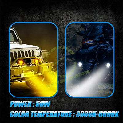 MOTO GENIUS MK15 WITH HARNESS 60W Single LED Auxiliary Fog Light | High-Performance Motorcycle Lighting | Durable & Easy Mount (Pack of 2) - Biker.Store - www.biker.store
