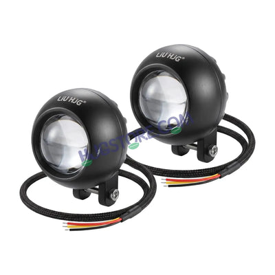 HJG Poki Foglights Mini Golf Ball Projector LED Fog Lights | 40W 12,000LM Super Bright Dual Shot | Cool White & Yellow with Red DRL & Flash Mode | Universal Fit for Bike, Motorcycle, Car, Thar & Jeep (Pack of 2) - Biker.Store - www.biker.store