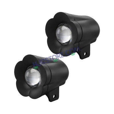 HJG Poki Foglights Mini Flower Projector LED Fog Lights | 40W 12,000LM Super Bright Dual Shot | Cool White & Yellow with Red DRL & Flash Mode | Universal Fit for Bike, Motorcycle, Car, Thar & Jeep (Pack of 2) - Biker.Store - www.biker.store