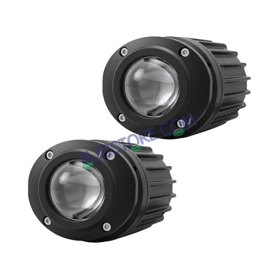 HJG Poki Foglights Mini Oval Projector LED Fog Lights | 40W 12,000LM Super Bright Dual Shot | Cool White & Yellow with Red DRL & Flash Mode | Universal Fit for Bike, Motorcycle, Car, Thar & Jeep (Pack of 2) - Biker.Store - www.biker.store