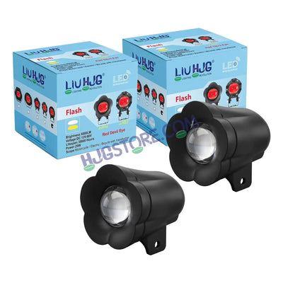 HJG Poki Foglights Mini Flower Projector LED Fog Lights | 40W 12,000LM Super Bright Dual Shot | Cool White & Yellow with Red DRL & Flash Mode | Universal Fit for Bike, Motorcycle, Car, Thar & Jeep (Pack of 2) - Biker.Store - www.biker.store