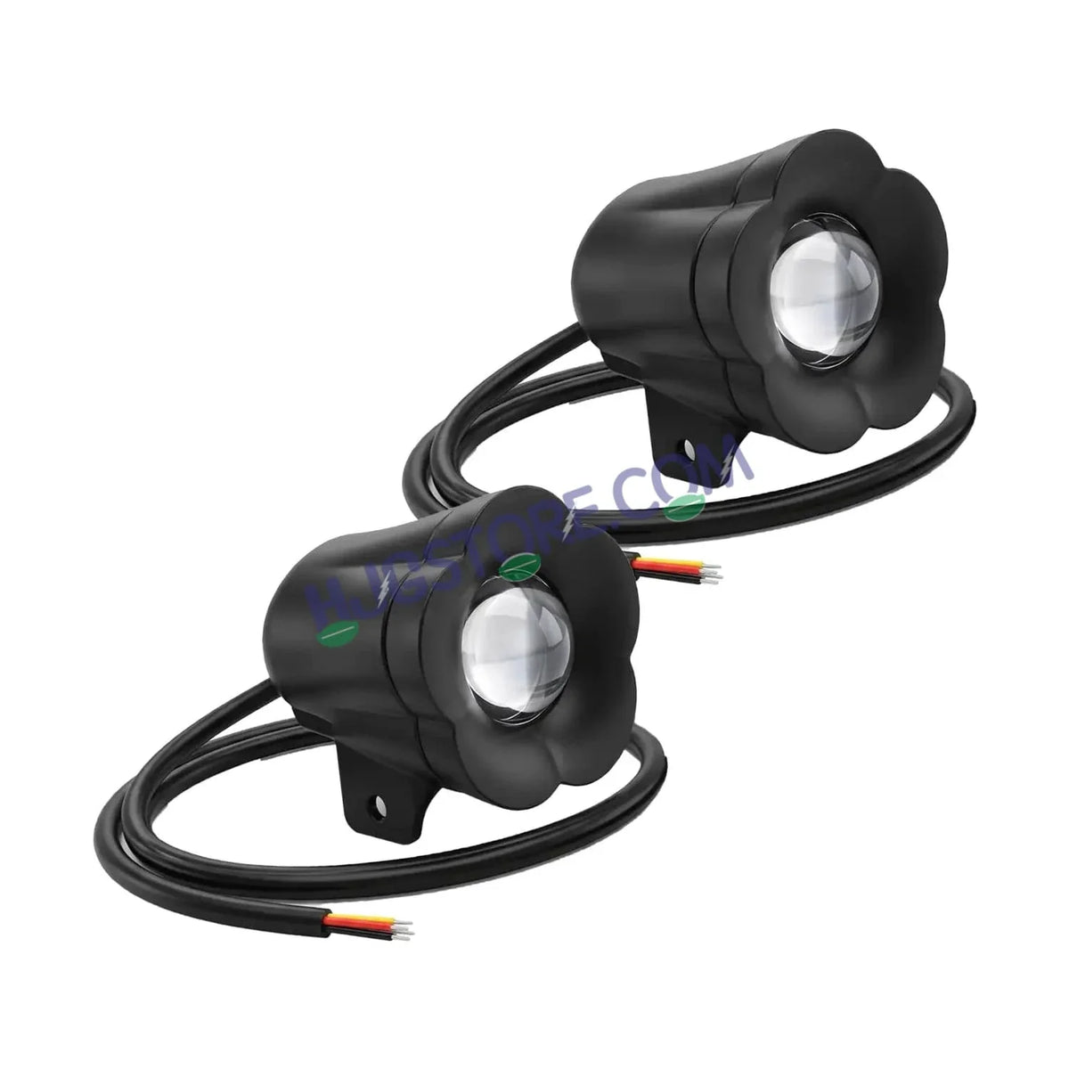 HJG Poki Foglights Mini Flower Projector LED Fog Lights | 40W 12,000LM Super Bright Dual Shot | Cool White & Yellow with Red DRL & Flash Mode | Universal Fit for Bike, Motorcycle, Car, Thar & Jeep (Pack of 2) - Biker.Store - www.biker.store